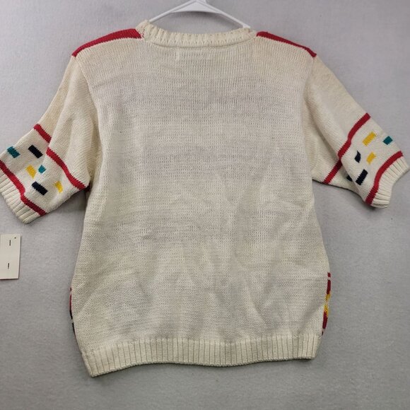 Vintage Deadstock Lord Isaacs Striped Short-Sleeve Sweater M Ramie Cotton Blend - Picture 6 of 9